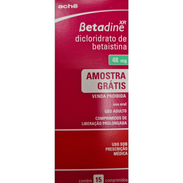 BETADINE XR - DICLORIDRATO DE BETAISTINA 48 mg - 15 COMPRIMIDOS